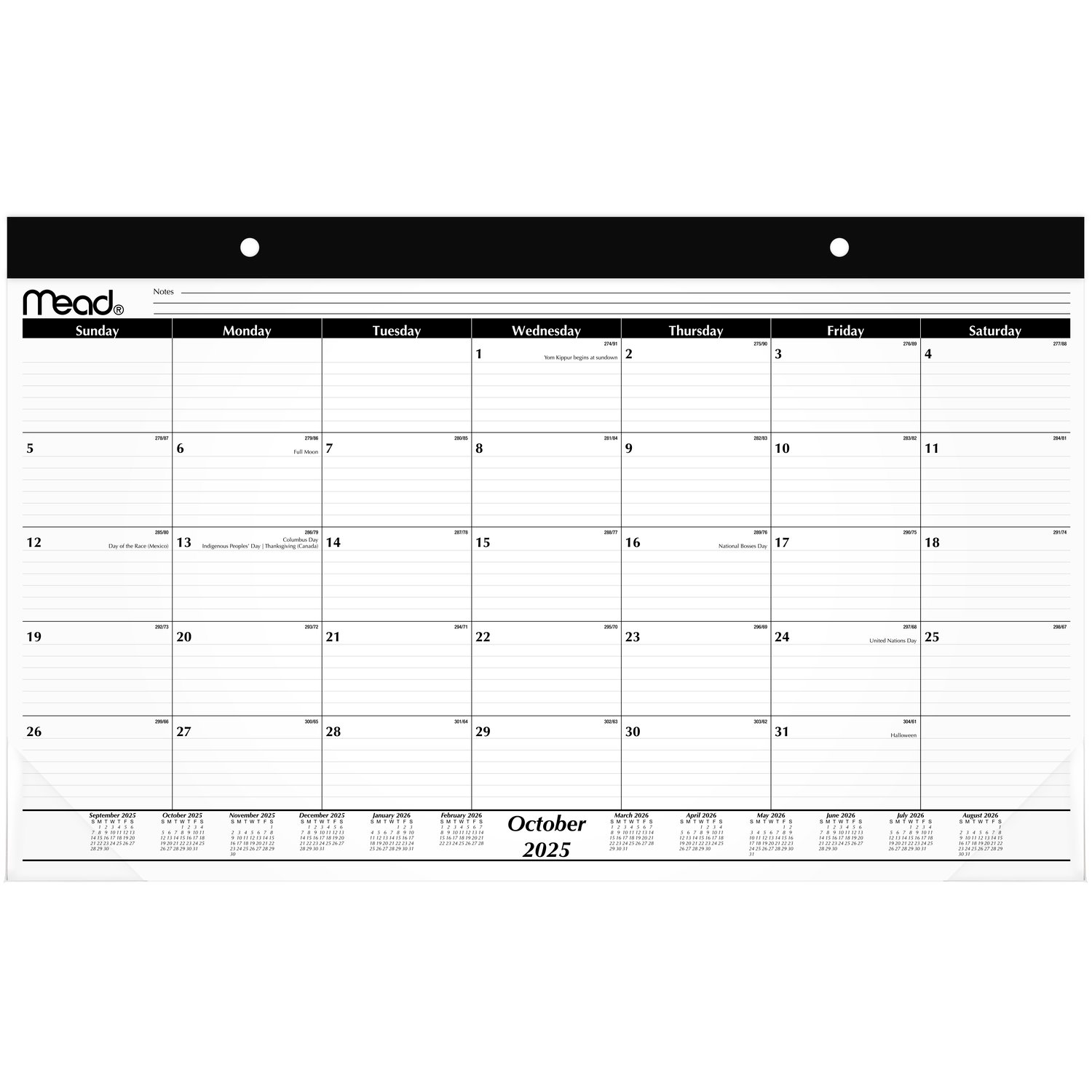 slide 7 of 8, Mead® Basic 2026 Monthly Desk Pad Calendar, Compact, 17 3/4" x 11", 11 in