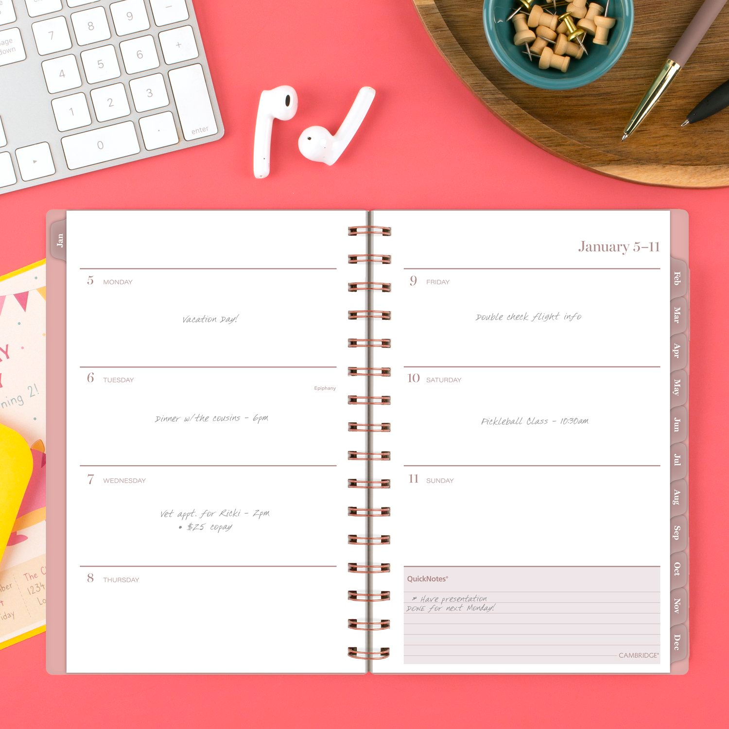 slide 2 of 8, Cambridge® Savannah 2026 Weekly Monthly Planner, Small, 5 1/2" x 8 1/2", 1 ct