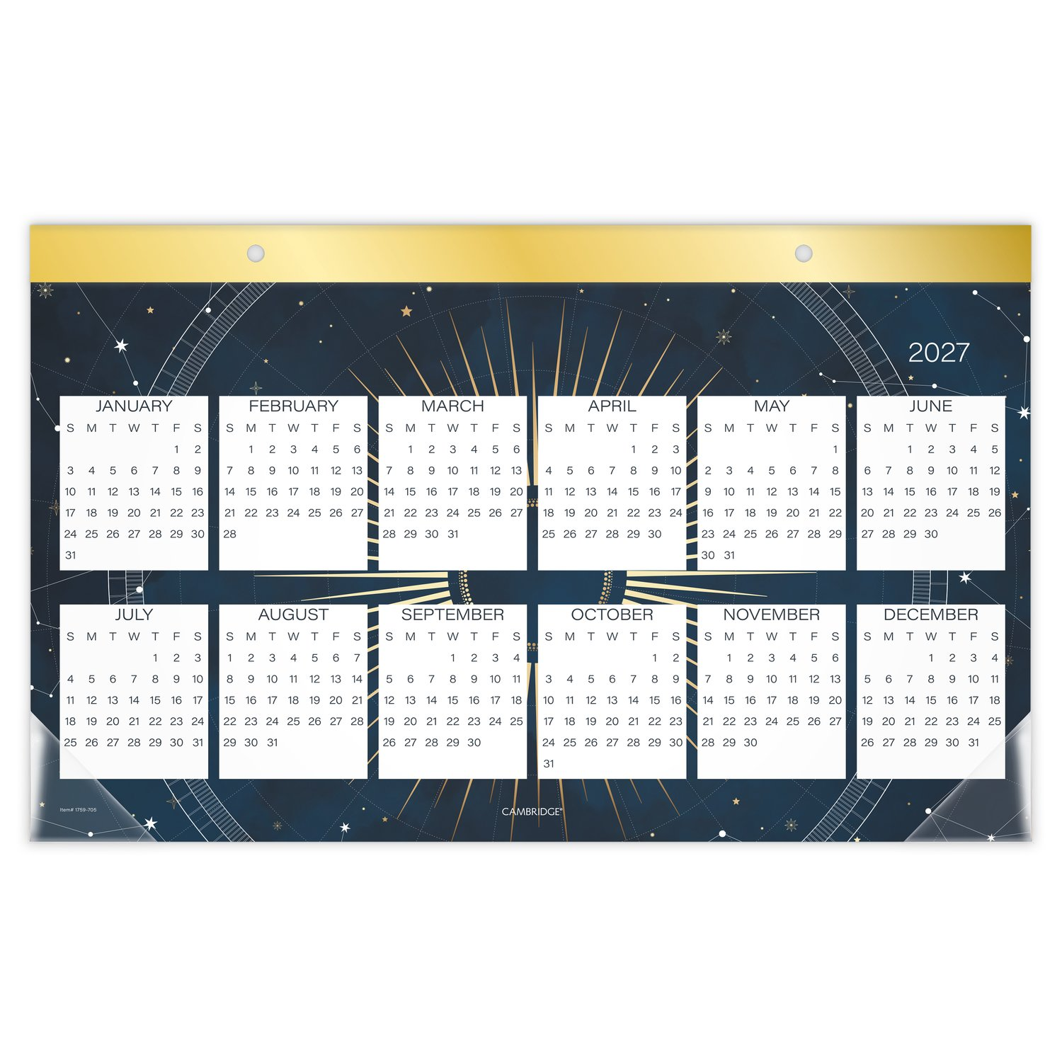 slide 6 of 8, Cambridge® Stargazer 2026 Monthly Desk Pad Calendar, Compact, 17 3/4" x 11", 11 in