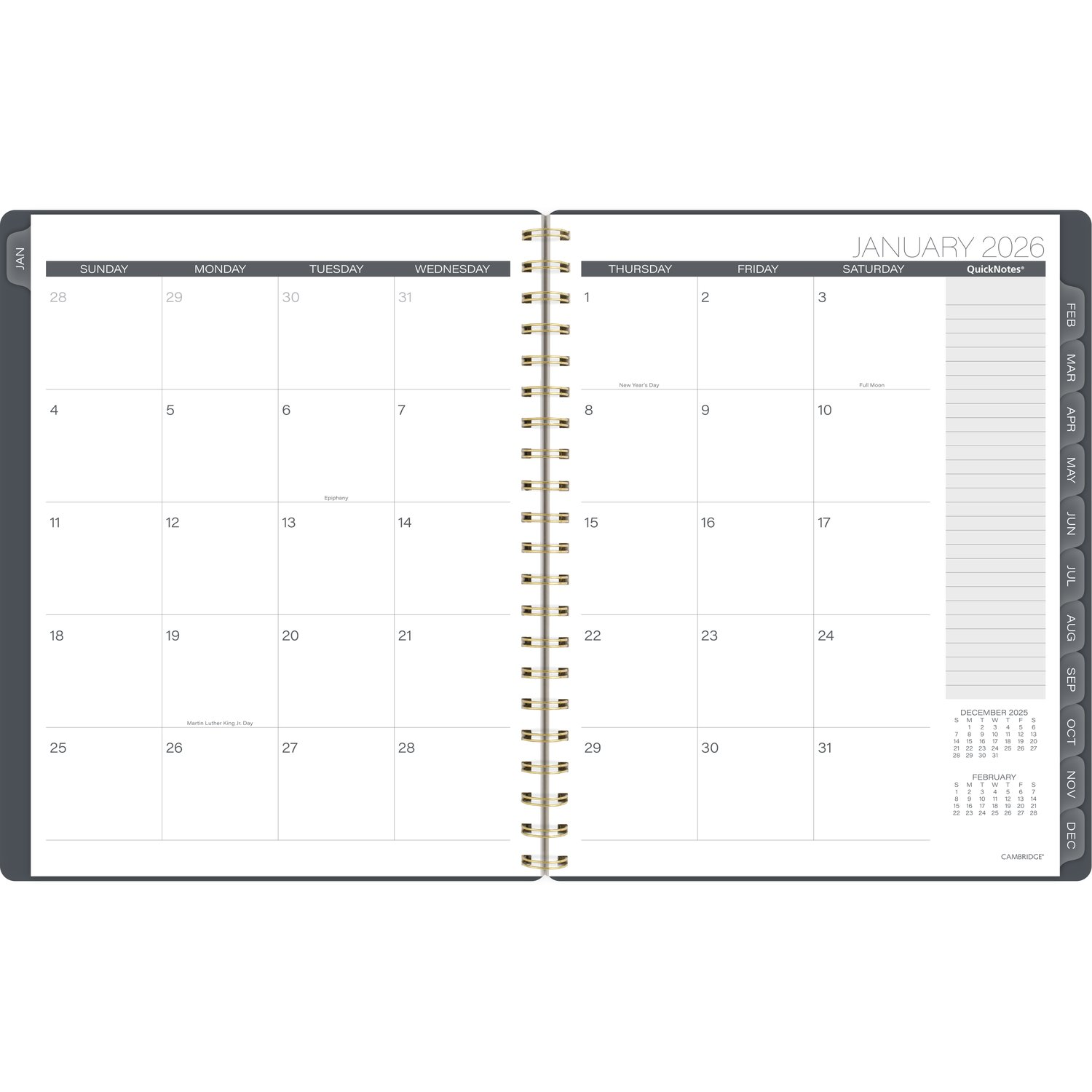 slide 3 of 8, Cambridge® Hera 2026 Weekly Monthly Planner, Large, 8 1/2" x 11", 11 in