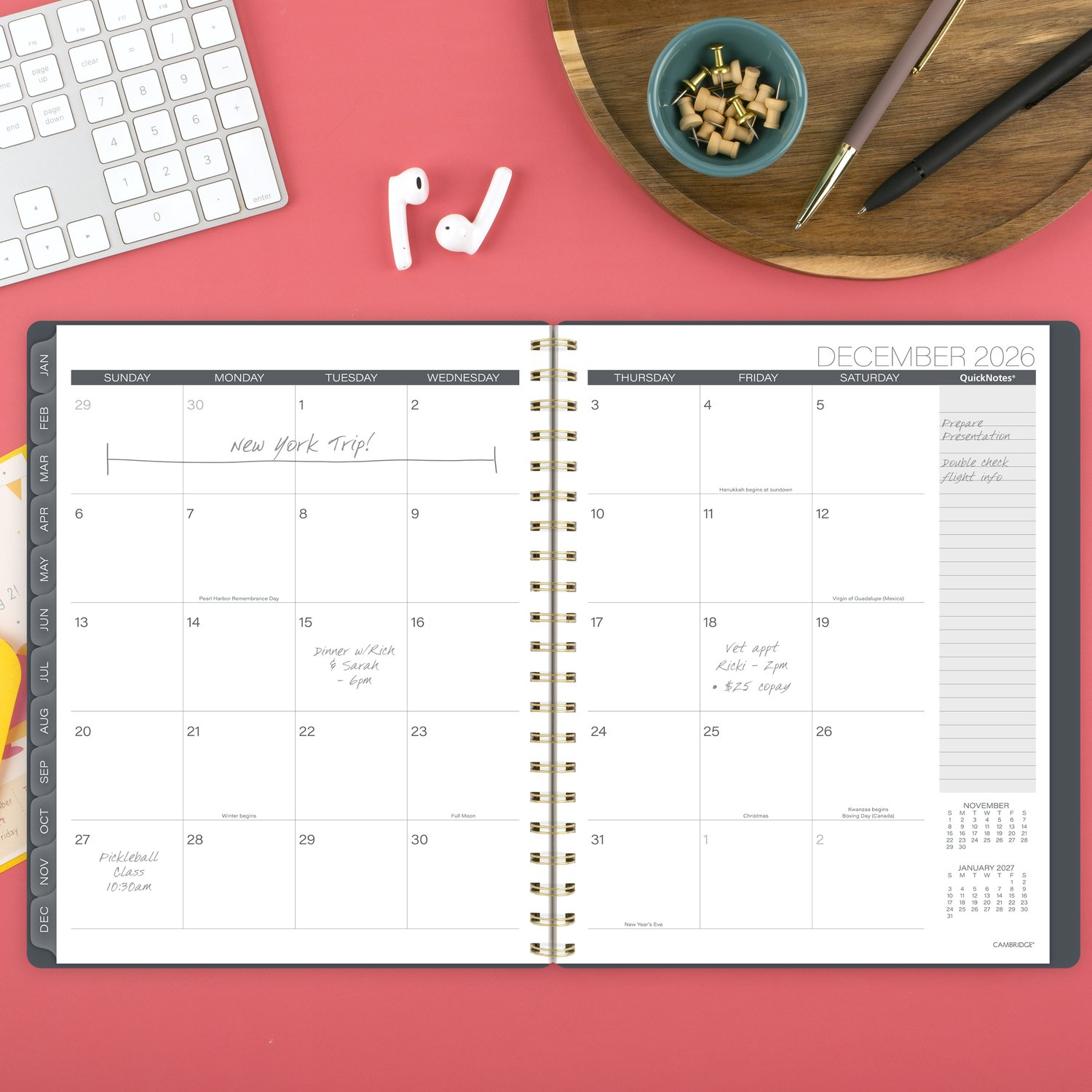 slide 4 of 8, Cambridge® Hera 2026 Weekly Monthly Planner, Large, 8 1/2" x 11", 11 in