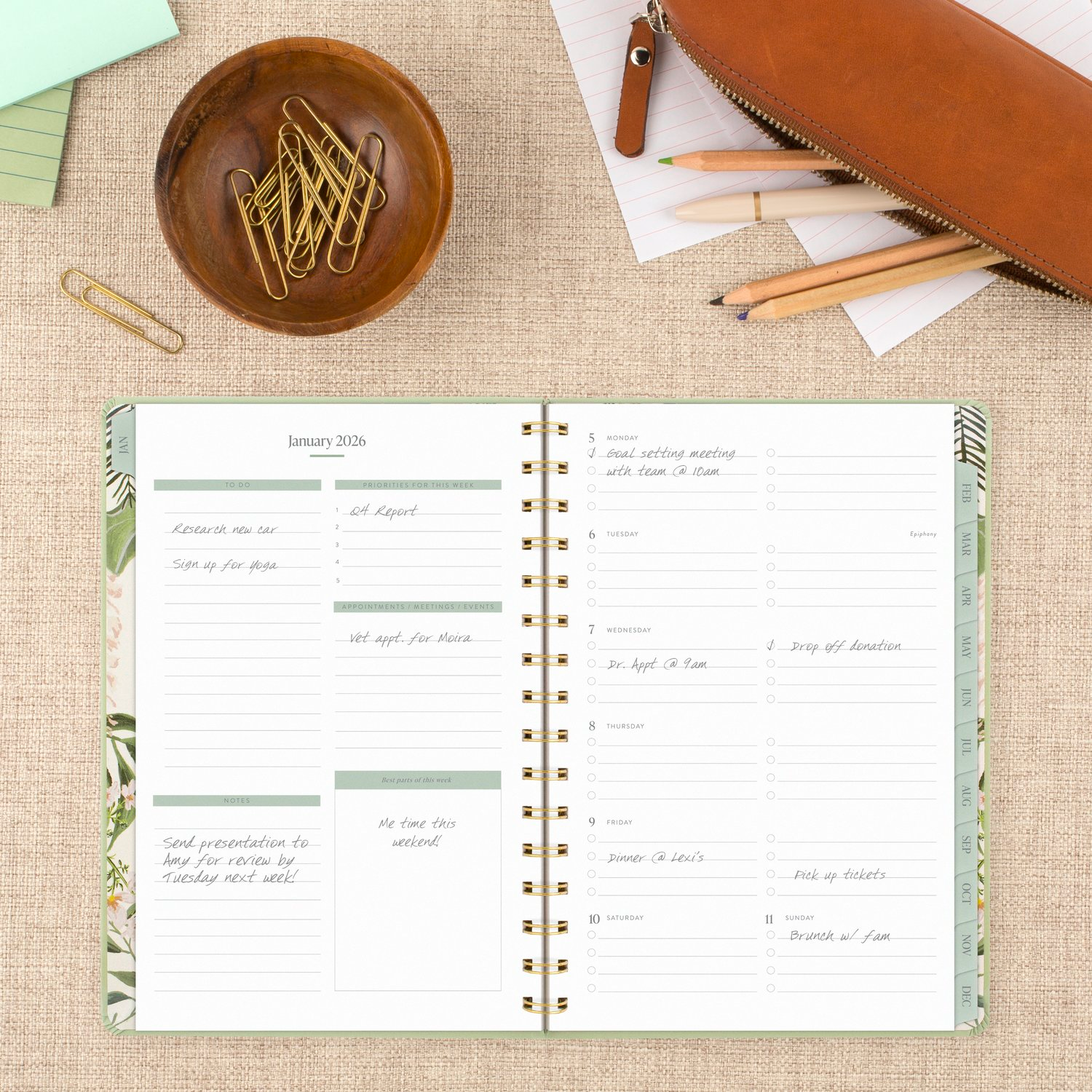 slide 2 of 8, Pen+Pillar for Cambridge® 2026 Weekly Monthly Planner, Garden Rose, Small, 5 1/2" x 8 1/2", 1 ct