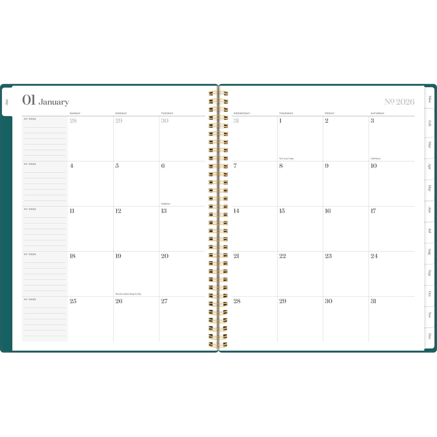 slide 3 of 8, Cambridge® WorkStyle® Classic 2026 Weekly Monthly Planner, Transformative Teal, Large, 8 1/2" x 11", 11 in