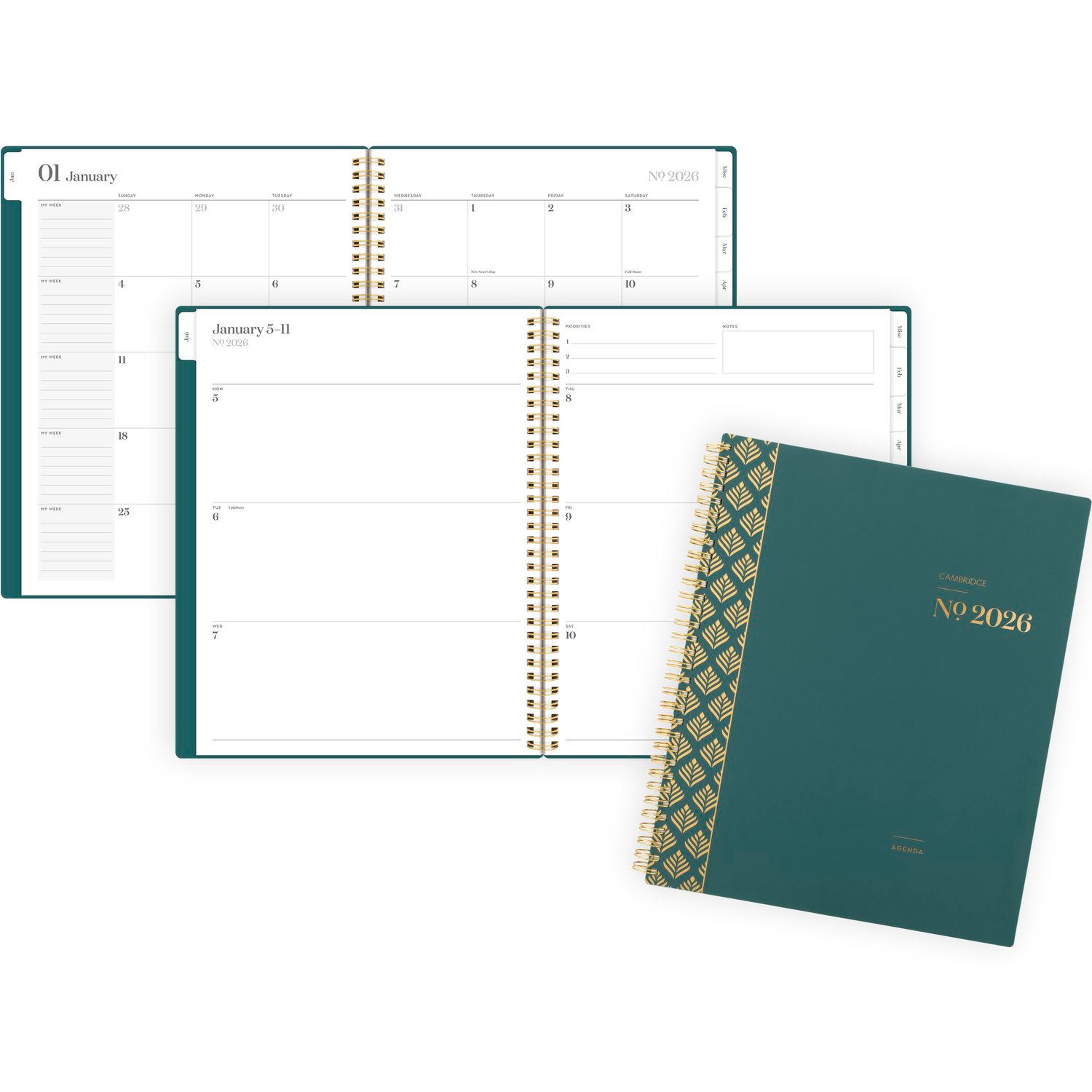slide 7 of 8, Cambridge® WorkStyle® Classic 2026 Weekly Monthly Planner, Transformative Teal, Large, 8 1/2" x 11", 11 in