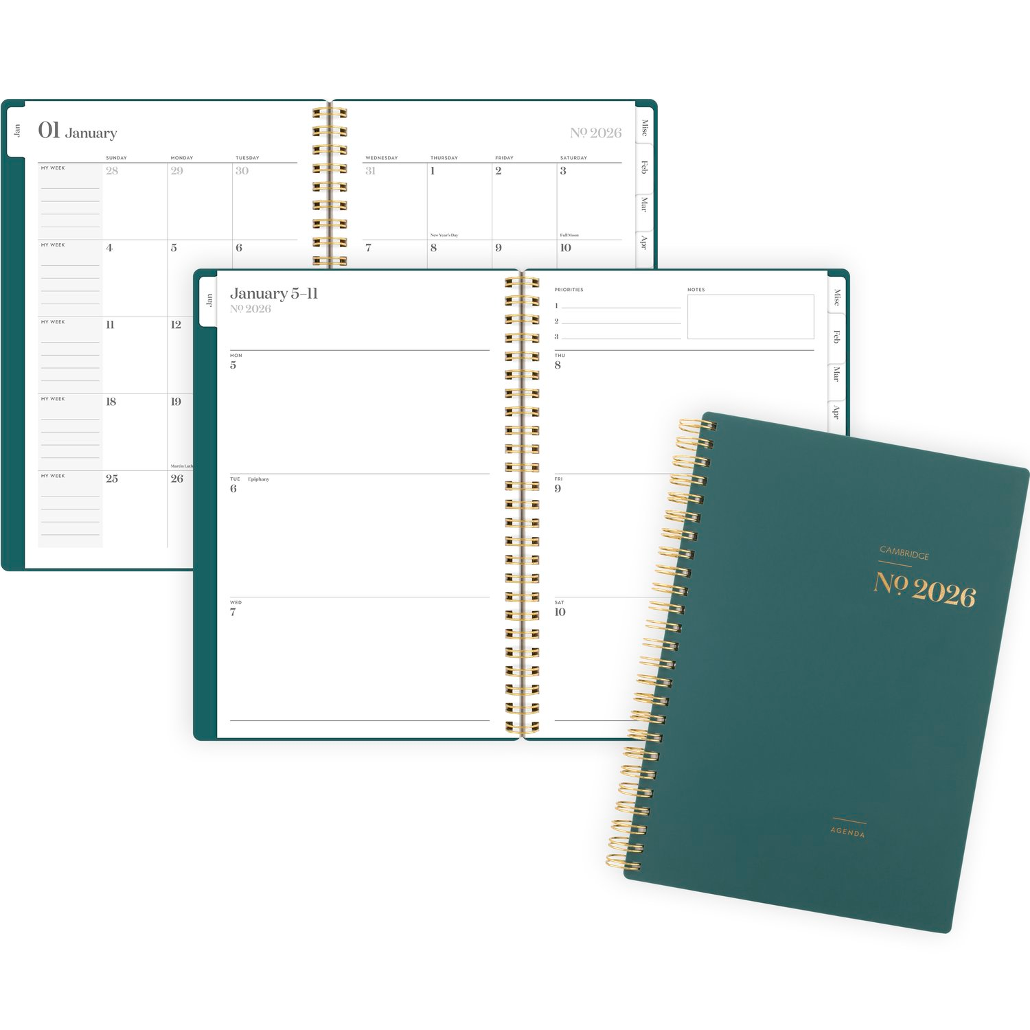 slide 7 of 8, Cambridge® WorkStyle® Classic 2026 Weekly Monthly Planner, Transformative Teal, Small, 5 1/2"" x 8 1/2"", 1 ct