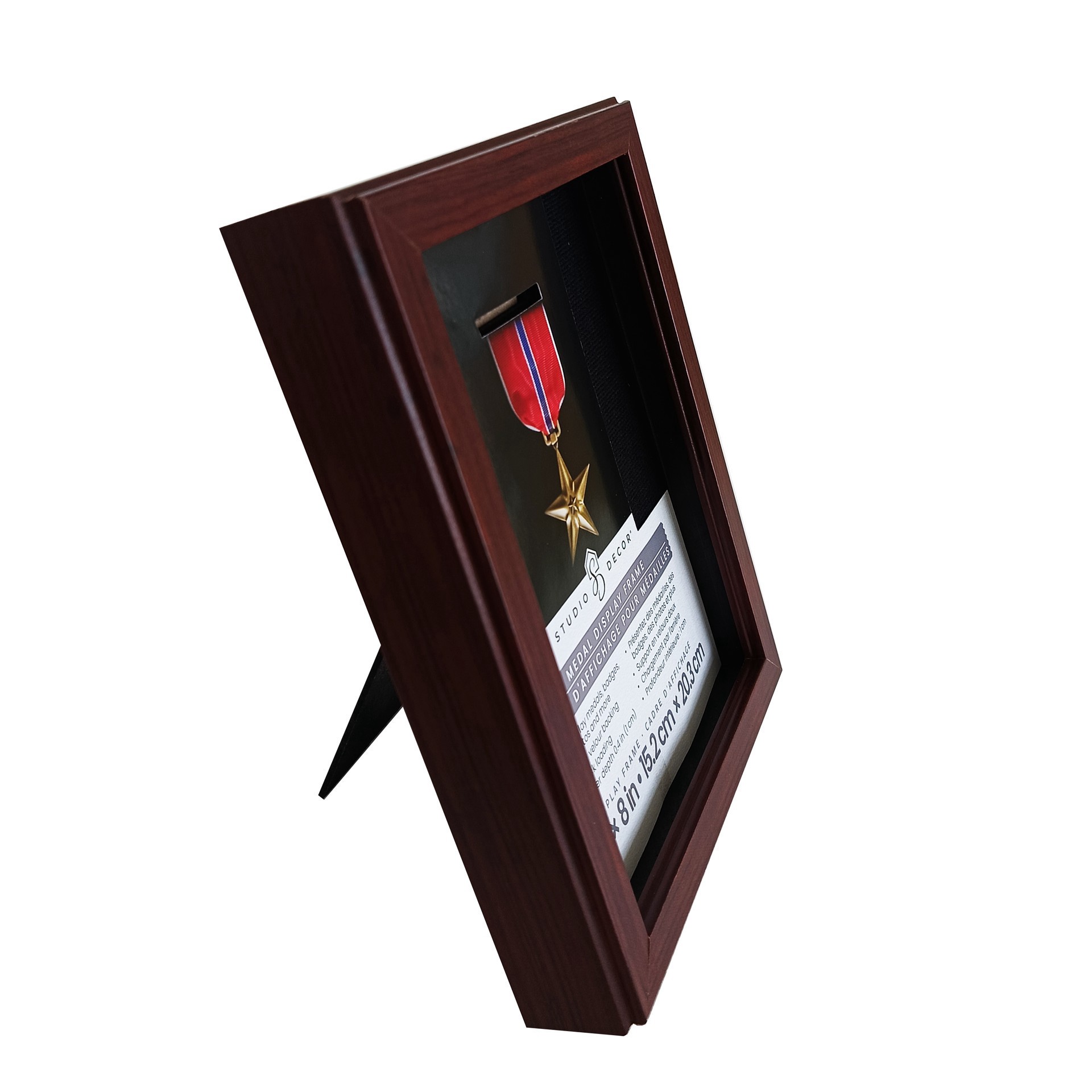 slide 3 of 4, 6" X 8" Mahogany Medal Display Frame By Studio Decor, 6 in x 8 in