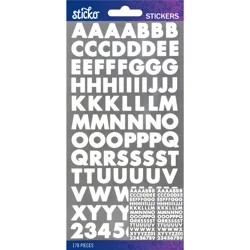 Sticko Stickers White Futura Bold Small Alpha
