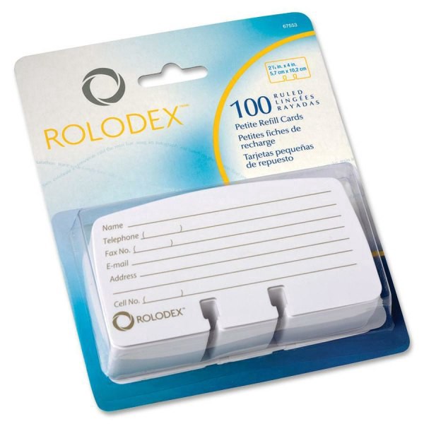 slide 2 of 2, Rolodex Card File Refills, Ruled, 2 1/4'' X 4'', White, Pack Of 100, 100 ct