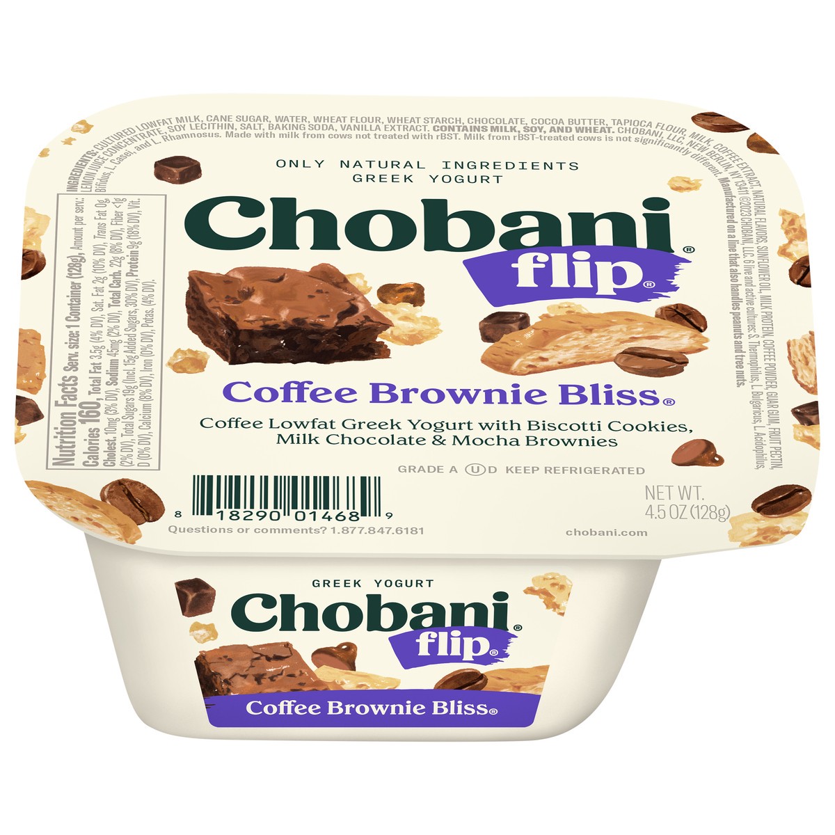 slide 1 of 13, Chobani Flip Greek Coffee Brownie Bliss Yogurt 4.5 oz, 