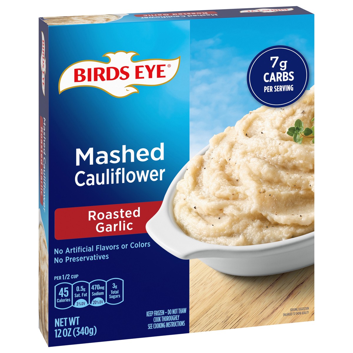 slide 4 of 9, Birds Eye Roasted Garlic Mashed Cauliflower, Frozen Vegetable, 12 OZ Box, 