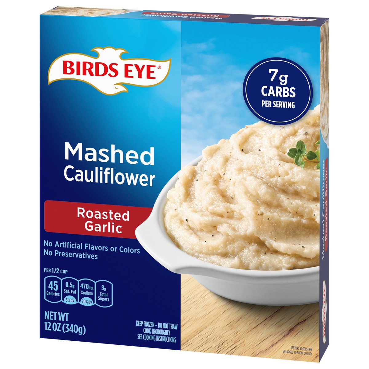slide 8 of 9, Birds Eye Roasted Garlic Mashed Cauliflower, Frozen Vegetable, 12 OZ Box, 