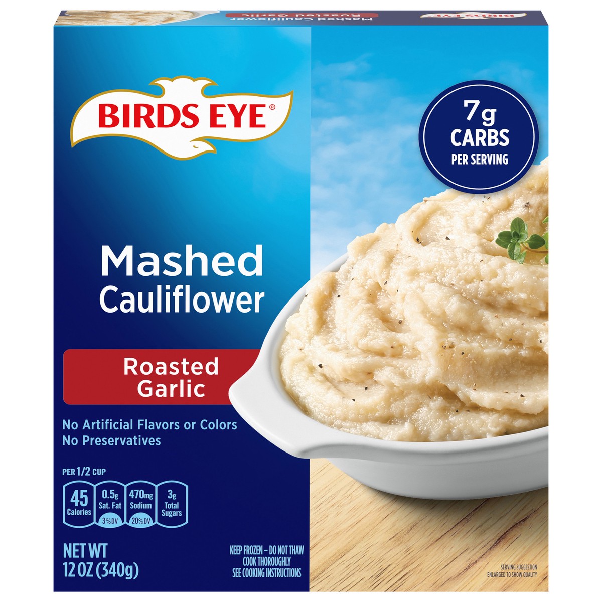 slide 1 of 9, Birds Eye Roasted Garlic Mashed Cauliflower 12 oz, 12 oz