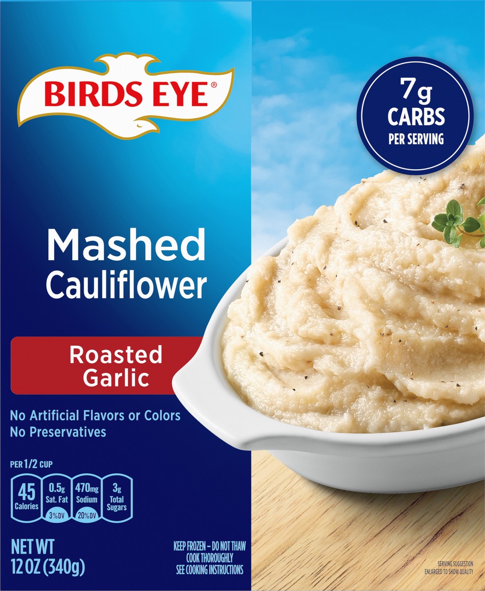 slide 2 of 9, Birds Eye Roasted Garlic Mashed Cauliflower, Frozen Vegetable, 12 OZ Box, 