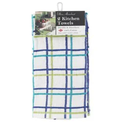 Ritz Teal Multi Check Ultra Absorbent Kitchen Towels 2 Each