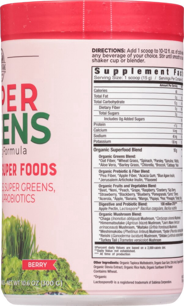 slide 2 of 4, Country Farms Super Greens Organic Drink Mix - Berry, 9.88 fl oz