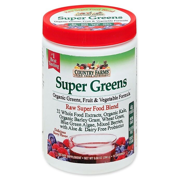 slide 1 of 1, Country Farms Super Greens Organic Drink Mix - Berry, 9.88 fl oz