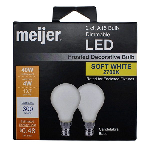 slide 1 of 1, 40W Equivalent A15 Dimmable Frosted Glass Filament LED Light Bulb Soft White, 2 ct