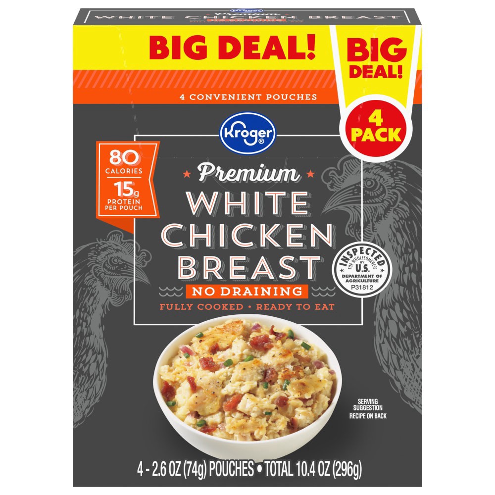 slide 2 of 6, Kroger Plain Chicken Pouch, 4 ct / 10.4 oz