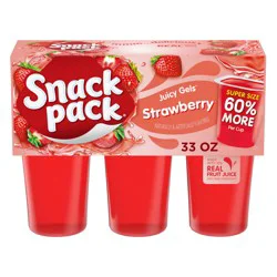 Snack Pack Super Size Strawberry Flavored Juicy Gels, 5.5 oz Snack Cups, 6 Count