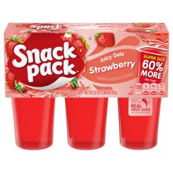 Snack Pack Super Size Strawberry Flavored Juicy Gels, 5.5 oz Snack Cups, 6 Count