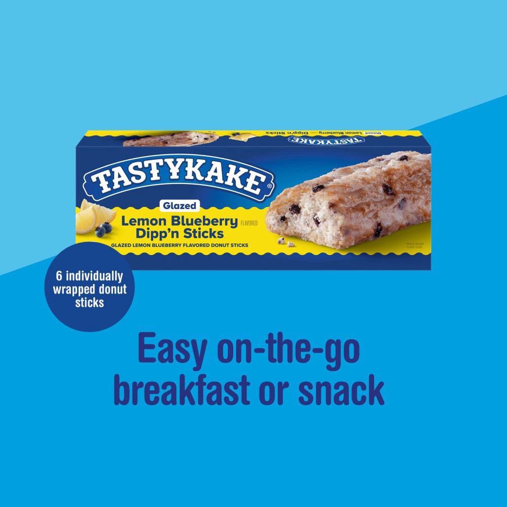 slide 2 of 6, Tastykake Glazed Lemon Blueberry Flavored Dipp'n Sticks, Lemon Blueberry Donut Sticks, 10 oz, 6 Ct, 6 ct