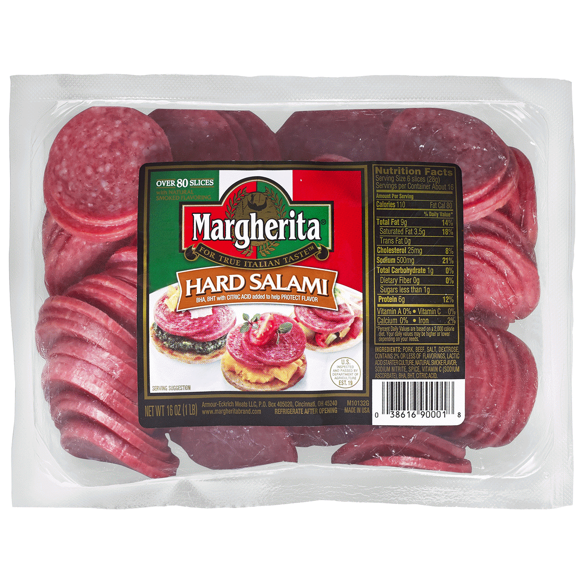 slide 1 of 1, Margherita Hard Salami, 16 oz, 16 oz