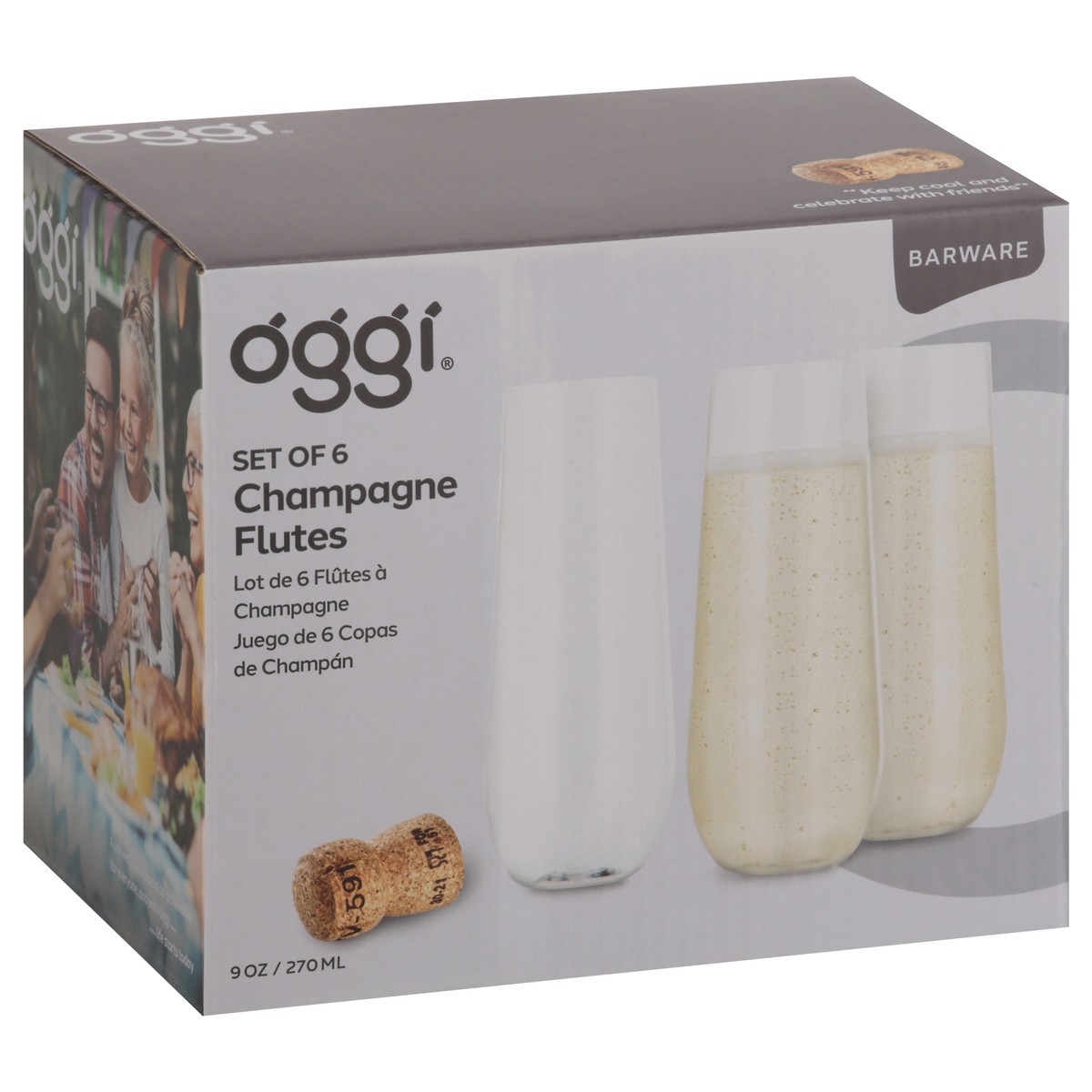 slide 3 of 11, Oggi 9 Ounce Champagne Flutes 6 Champagne Flutes, 1 ct