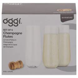 Oggi 9 Ounce Champagne Flutes 6 Champagne Flutes