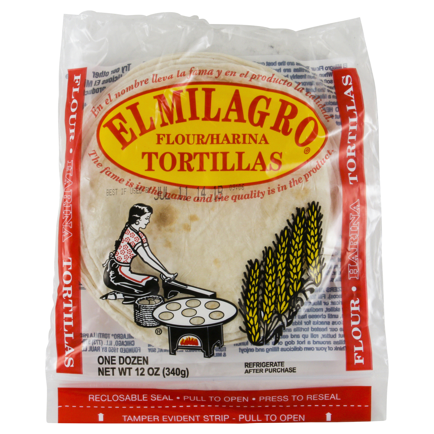 slide 1 of 2, El Milagro Flour Tortilla, 12 oz