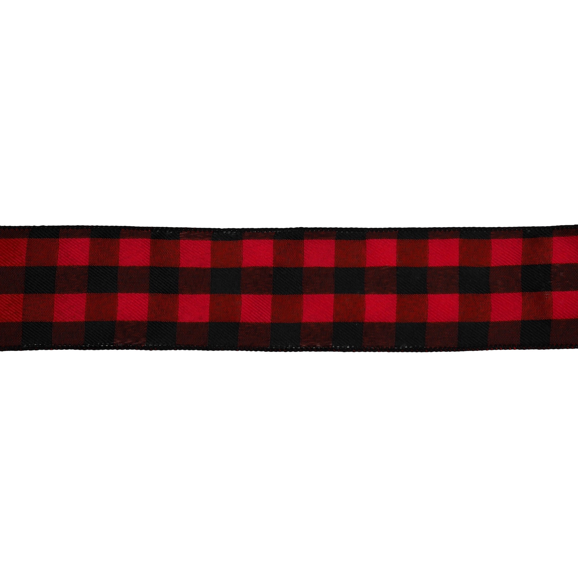slide 3 of 3, 2.5" X 20ft. Red & Black Buffalo Check Wired Ribbon By Celebrate It, 2.5 in x 20 ft