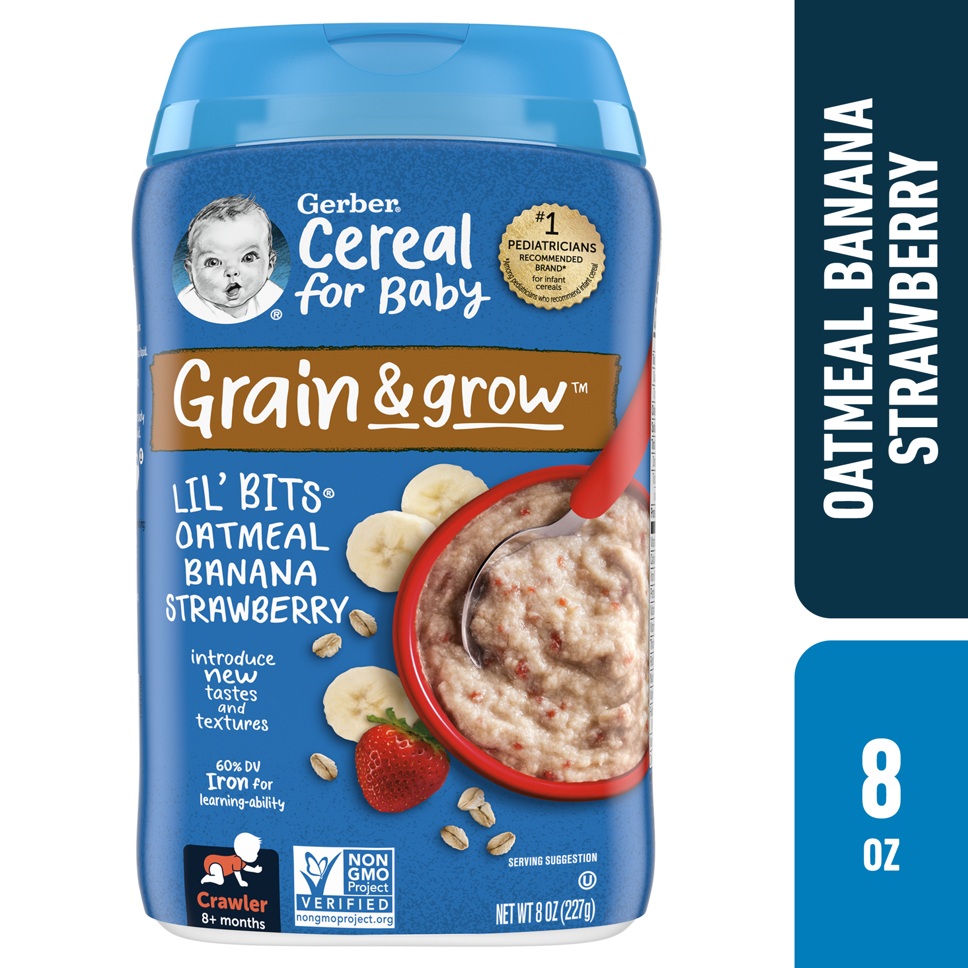 slide 1 of 5, Gerber Stage 3 Baby Food, Banana Strawberry Oatmeal, 8oz Canister, 8 oz