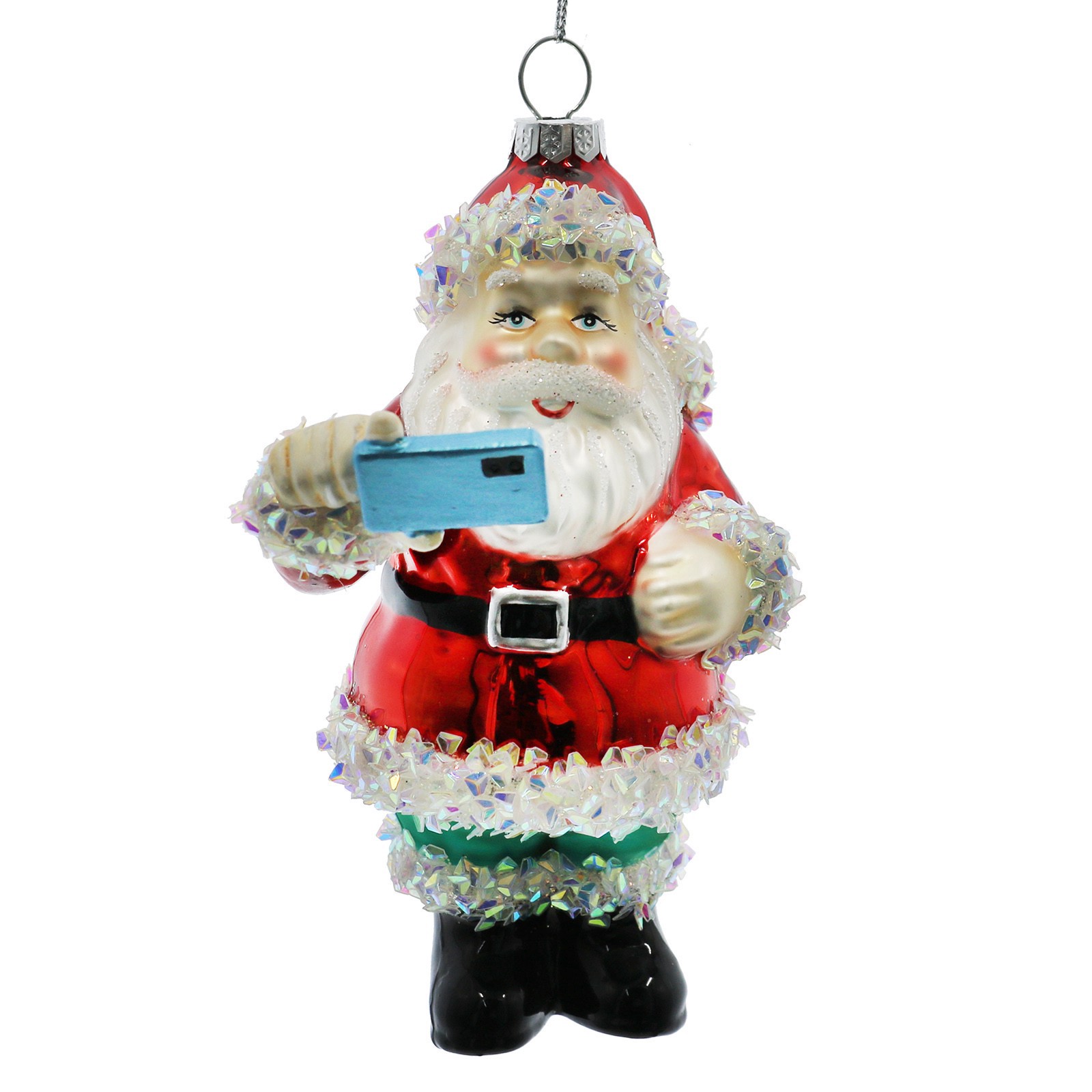 slide 4 of 4, 5.25" Selfie Santa Claus Glass Ornament By Ashland, 2.75 in x 2.5 in x 5.25 in