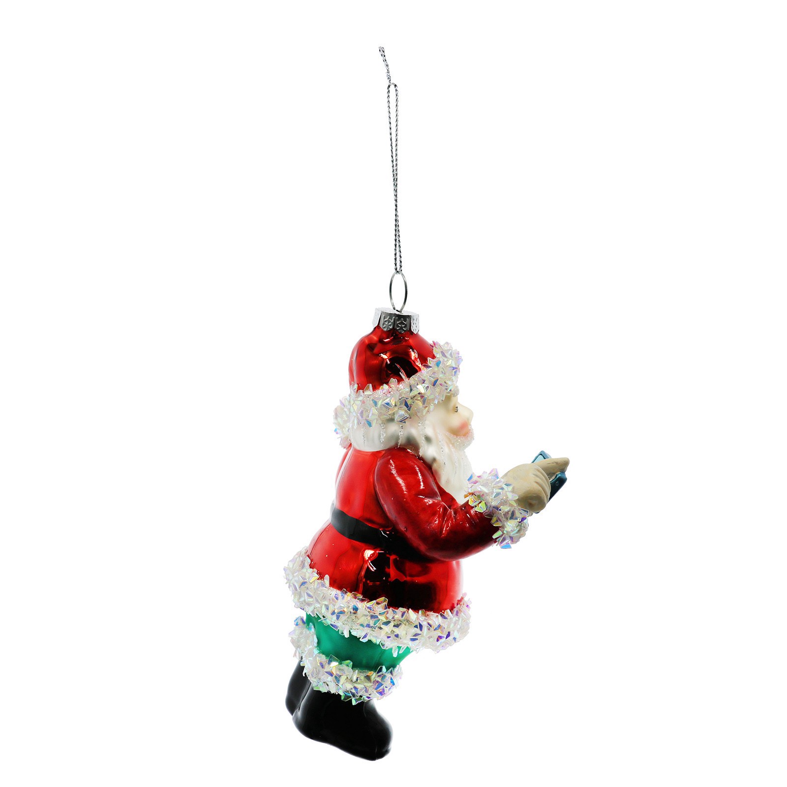 slide 3 of 4, 5.25" Selfie Santa Claus Glass Ornament By Ashland, 2.75 in x 2.5 in x 5.25 in