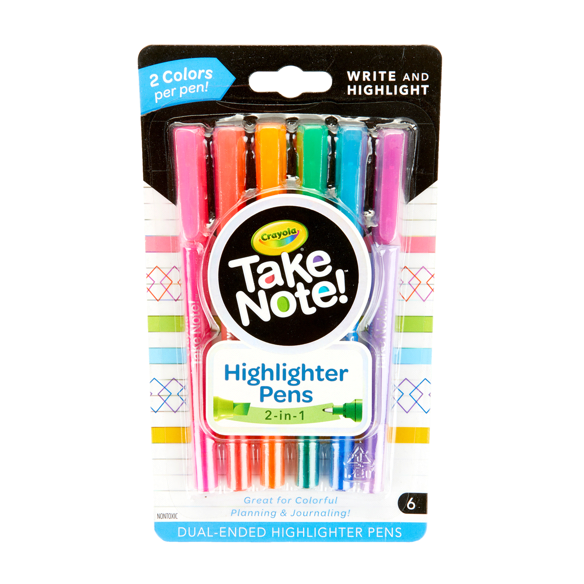 slide 1 of 1, Crayola Take Note! Dual-Ended Highlighter Pens, 6 ct