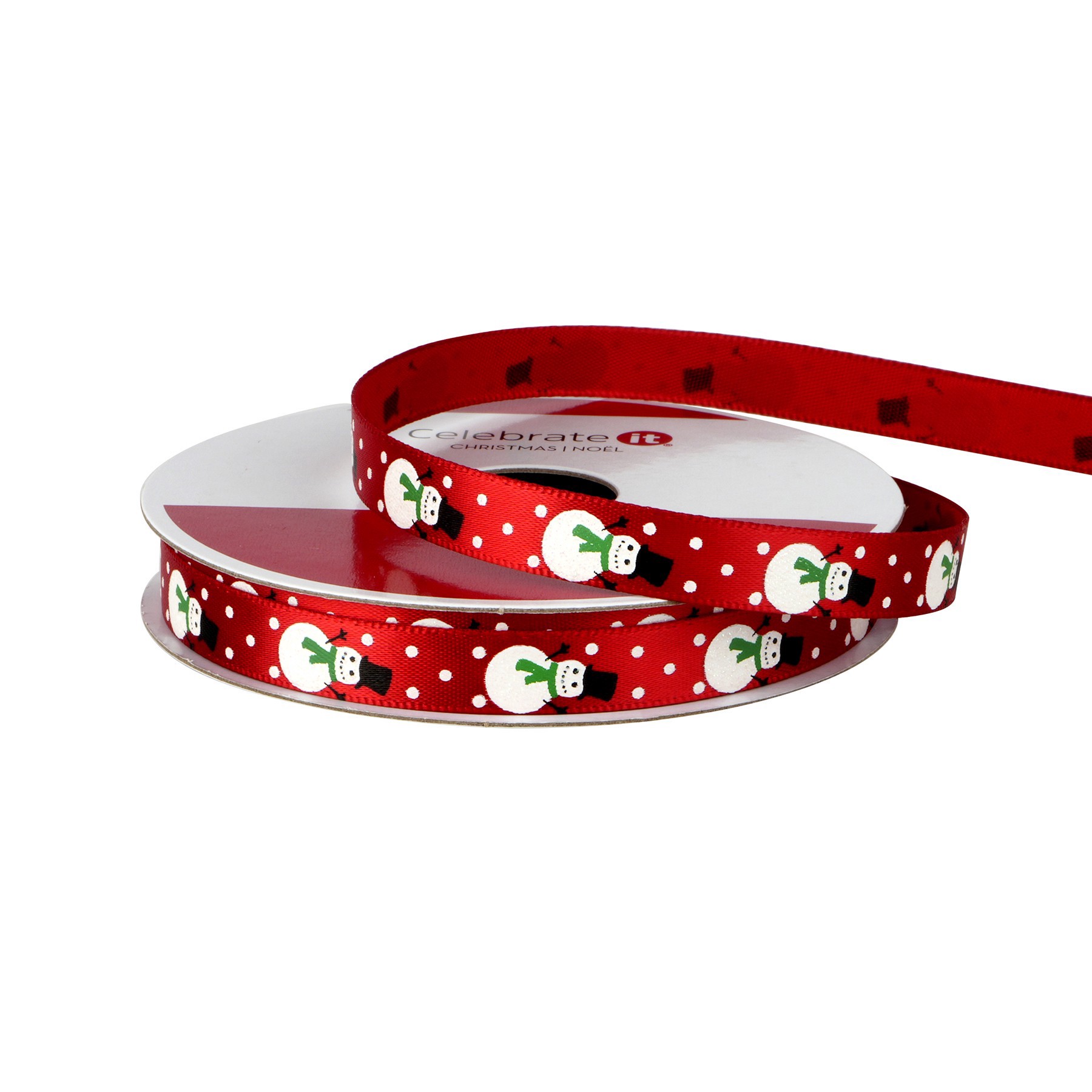 slide 2 of 3, 3/8" X 12ft. Red Snowman Ribbon By Celebrate It Christmas, 3/8 in x 12 ft