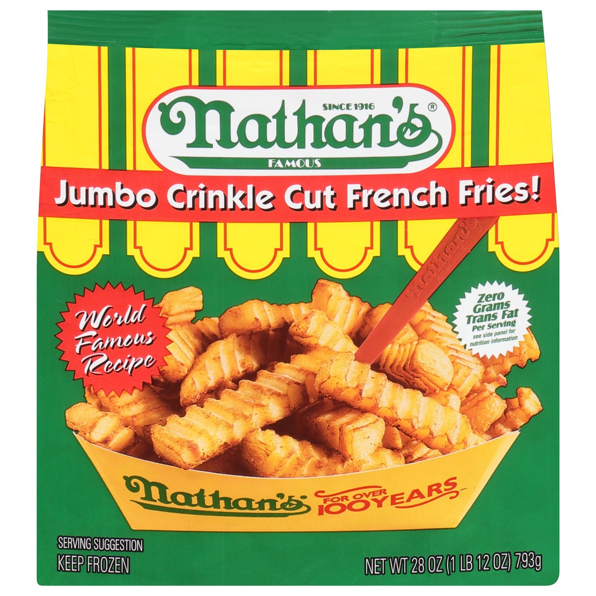 slide 1 of 12, Nathan's Famous Famous Jumbo Crinkle Cut French Fries 28 oz, 28 oz
