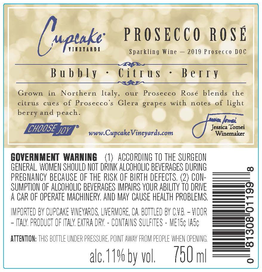 slide 3 of 5, Cupcake Vineyards Sparkling Wine Prosecco Rose Doc 2019, 750 ml