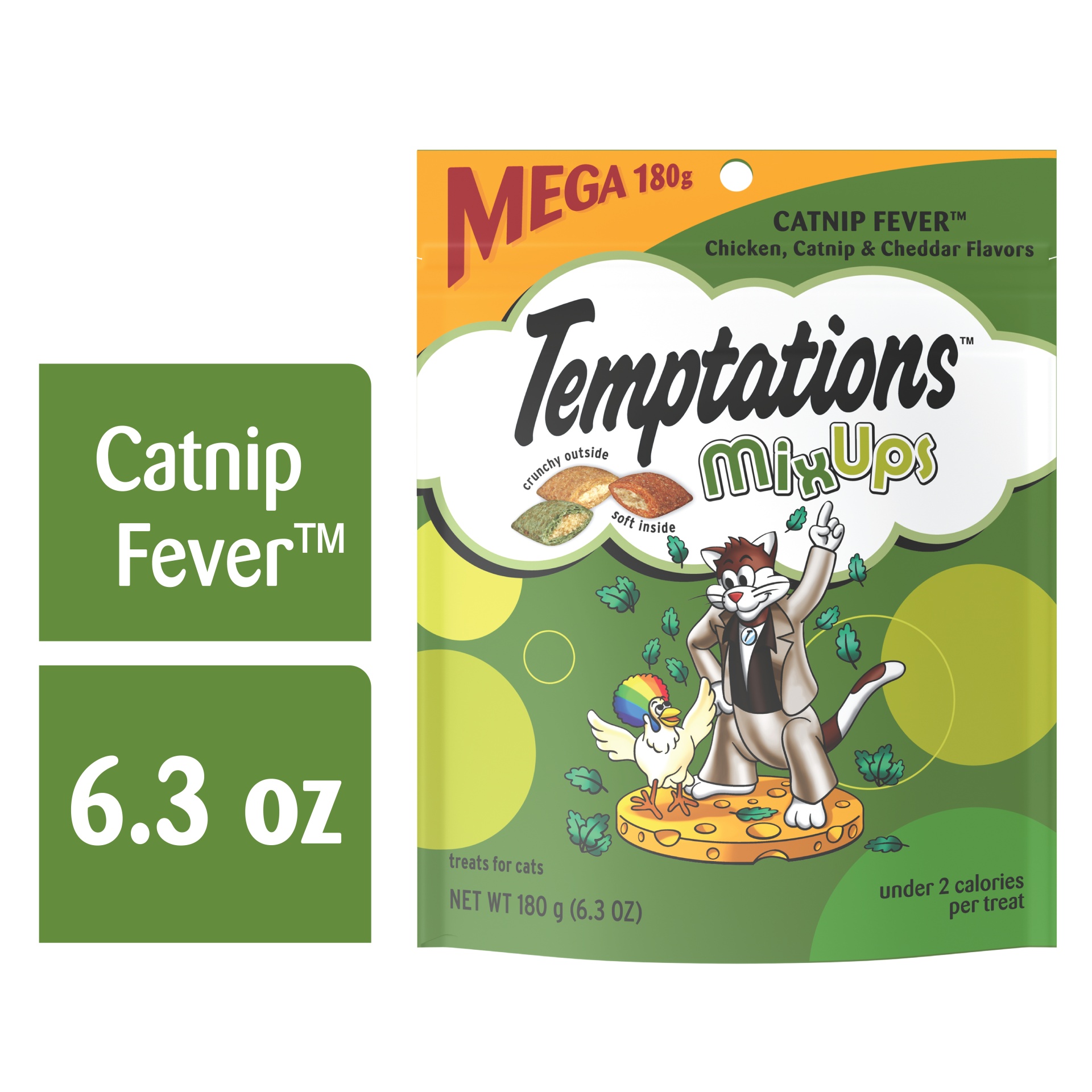 slide 6 of 7, Temptations Mixups Crunchy And Soft Cat Treats Catnip Fever Flavor, 6.3 oz