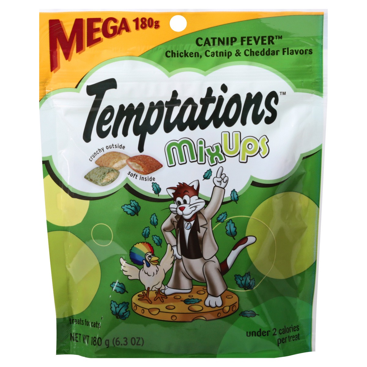 slide 1 of 6, Temptations Mixups Crunchy And Soft Cat Treats Catnip Fever Flavor, 6.3 oz