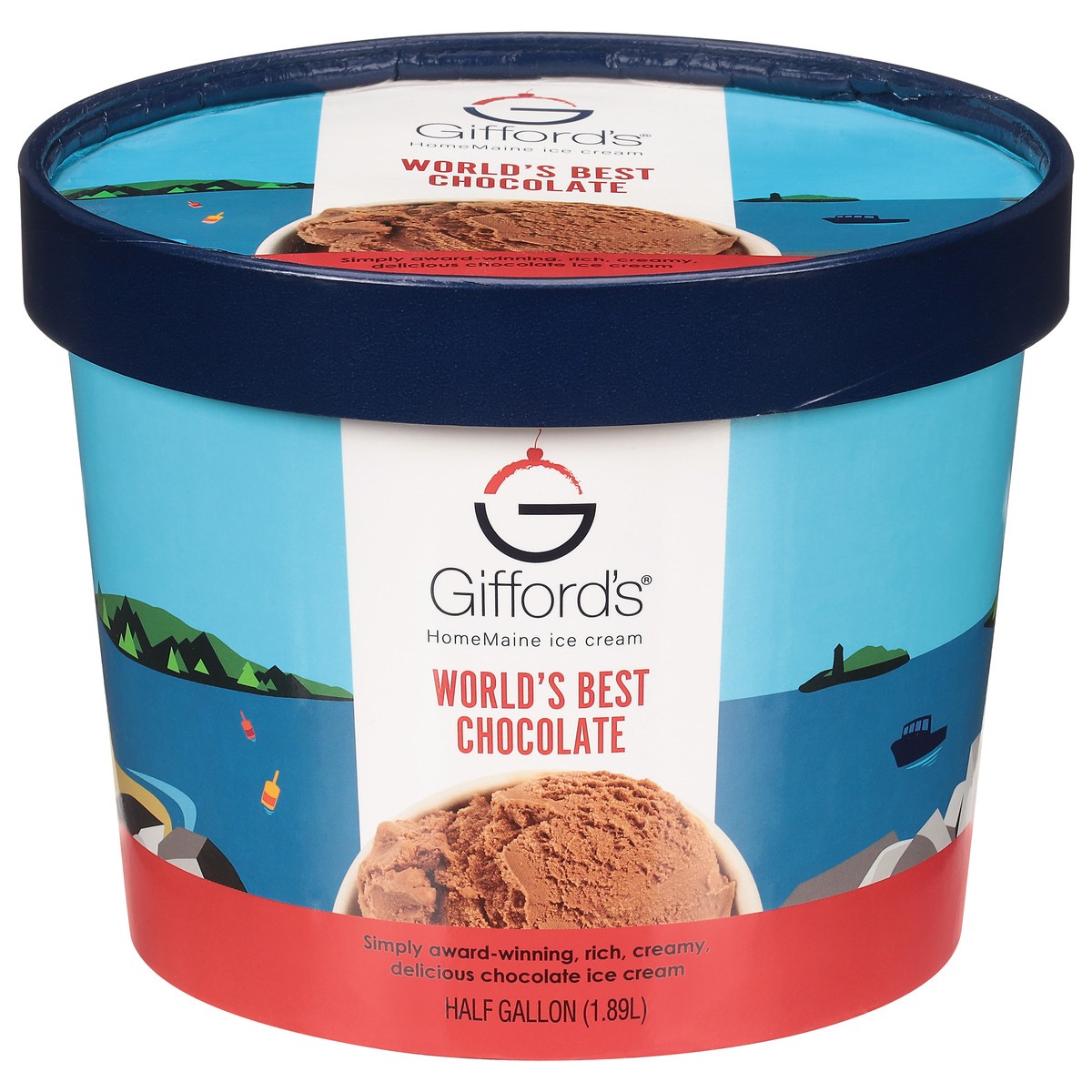 slide 1 of 14, Gifford's World's Best Chocolate Ice Cream 0.5 gal, 1/2 gal