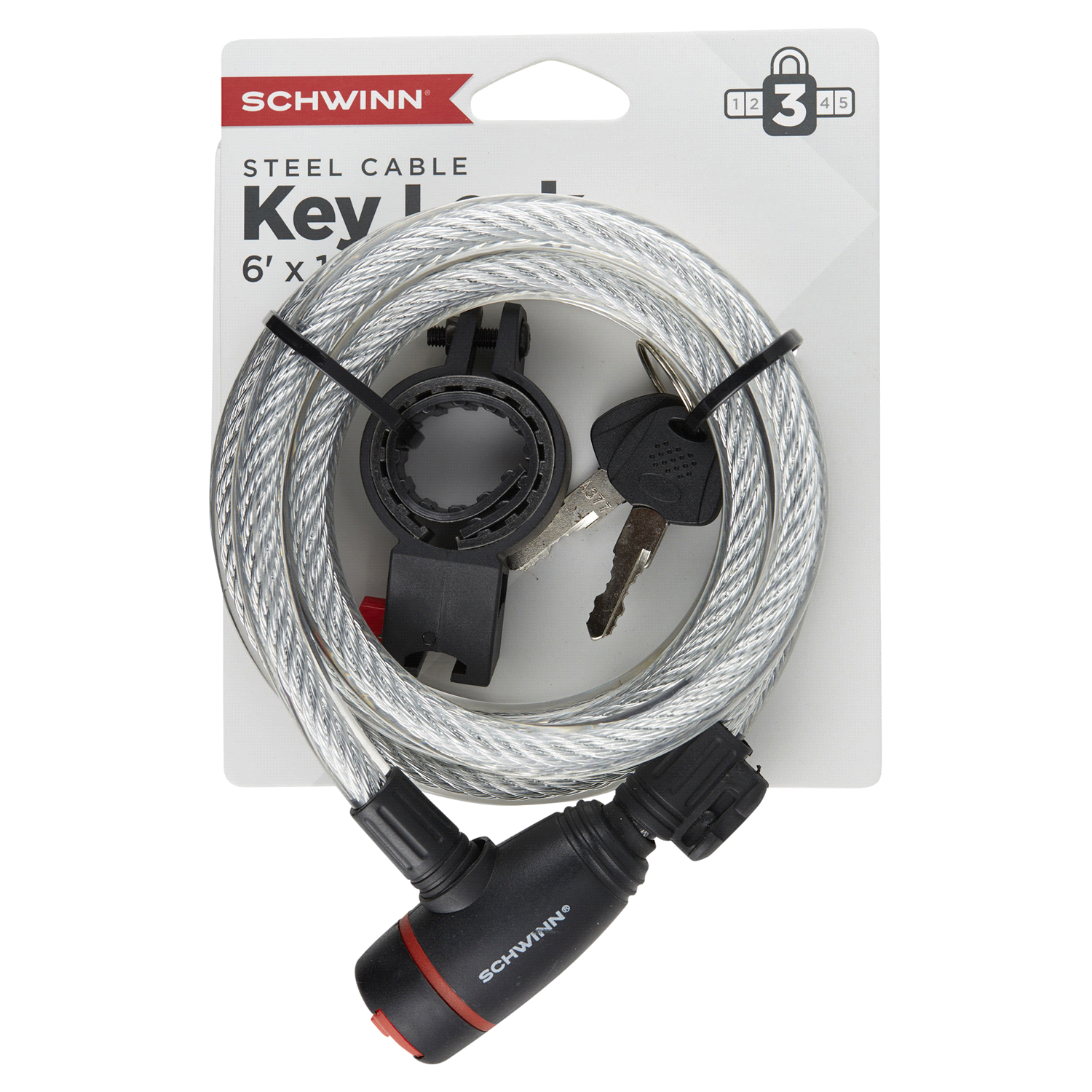 slide 1 of 2, Schwinn 6' x 12mm Key Cable Lock, 1 ct