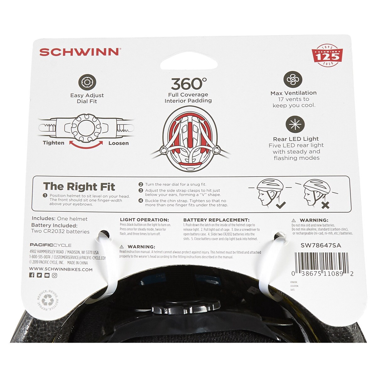 slide 2 of 2, Schwinn Beam Adult Lighted Bike Helmet 1 ea, 1 ct