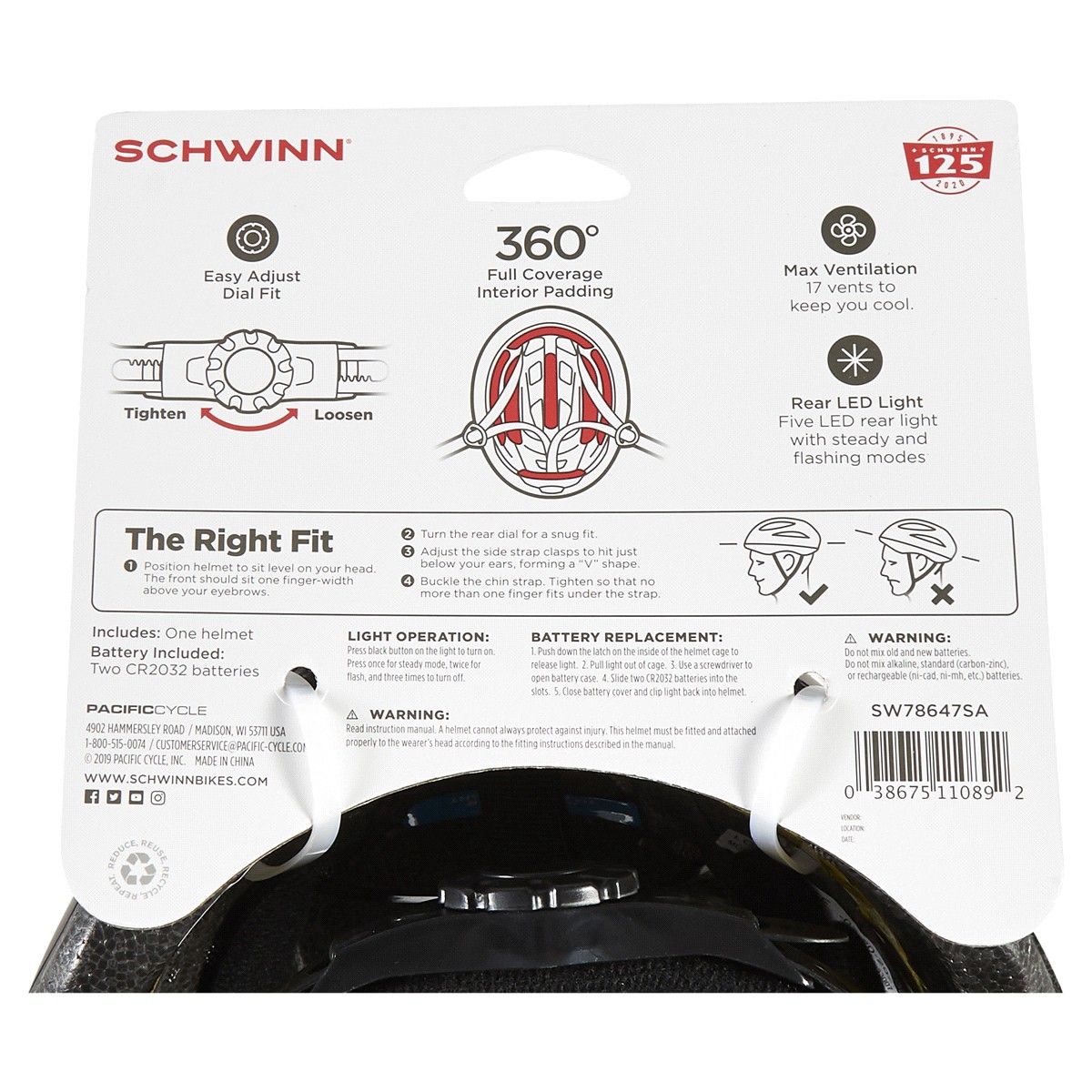 slide 2 of 2, Schwinn Beam Adult Lighted Bike Helmet 1 ea, 1 ct