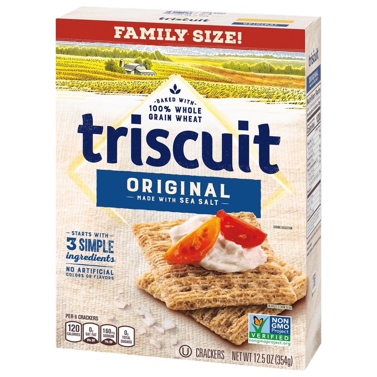 slide 2 of 9, Triscuit Original Whole Grain Wheat Crackers, Vegan Crackers, Family Size, 12.5 oz, 12.5 oz