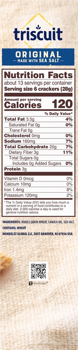 slide 5 of 9, Triscuit Original Whole Grain Wheat Crackers, Vegan Crackers, Family Size, 12.5 oz, 12.5 oz