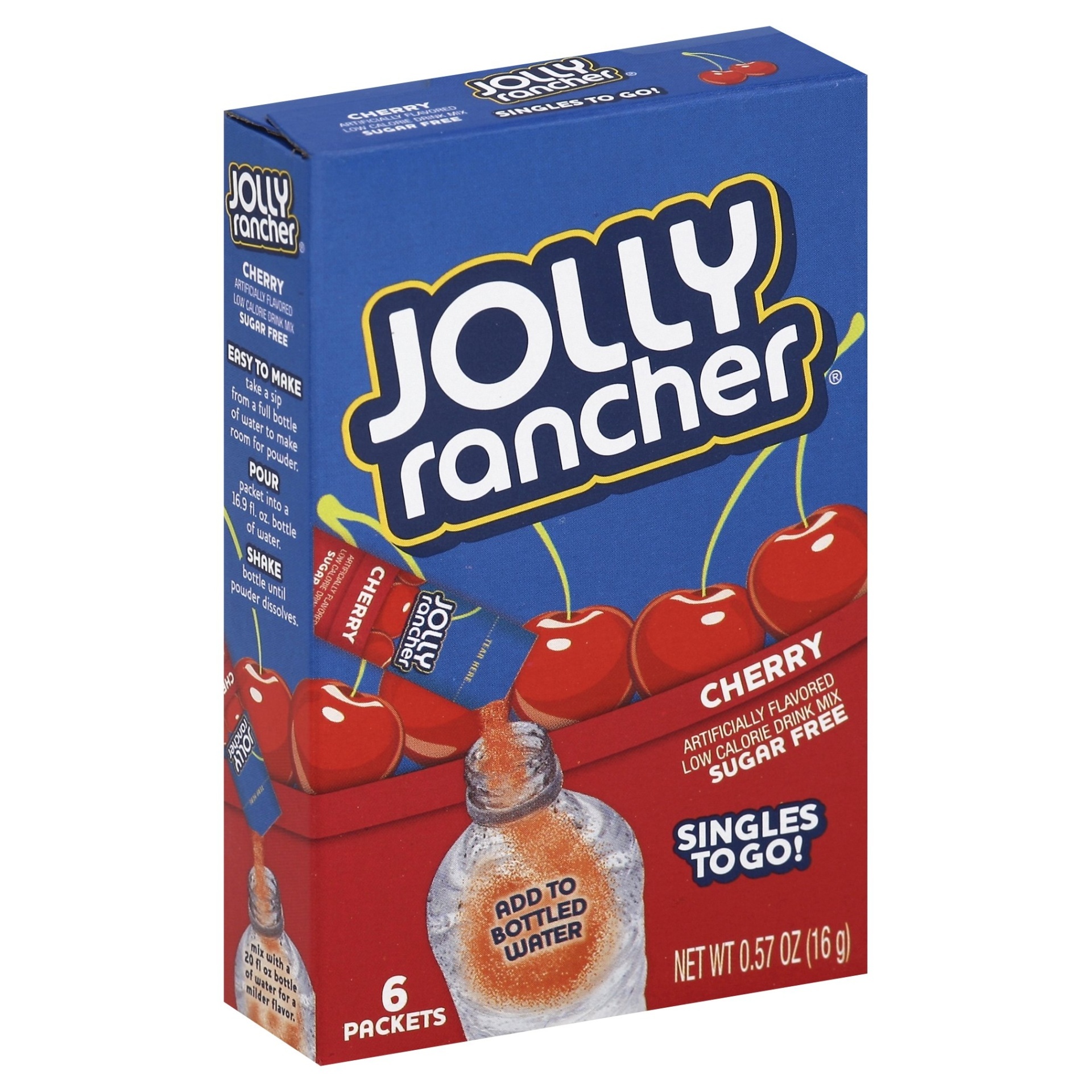 slide 1 of 4, Jolly Rancher Singles to Go! Cherry Drink Mix, 6 ct