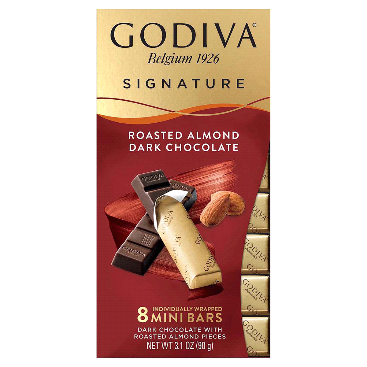 slide 1 of 3, Godiva Signature Dark Chocolate Mini Bars, With Roasted Almond Pieces, 8 ct