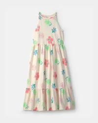Carters Girls Tropical Floral Sleeveless Maxi Dress - Ivory Ivory 10