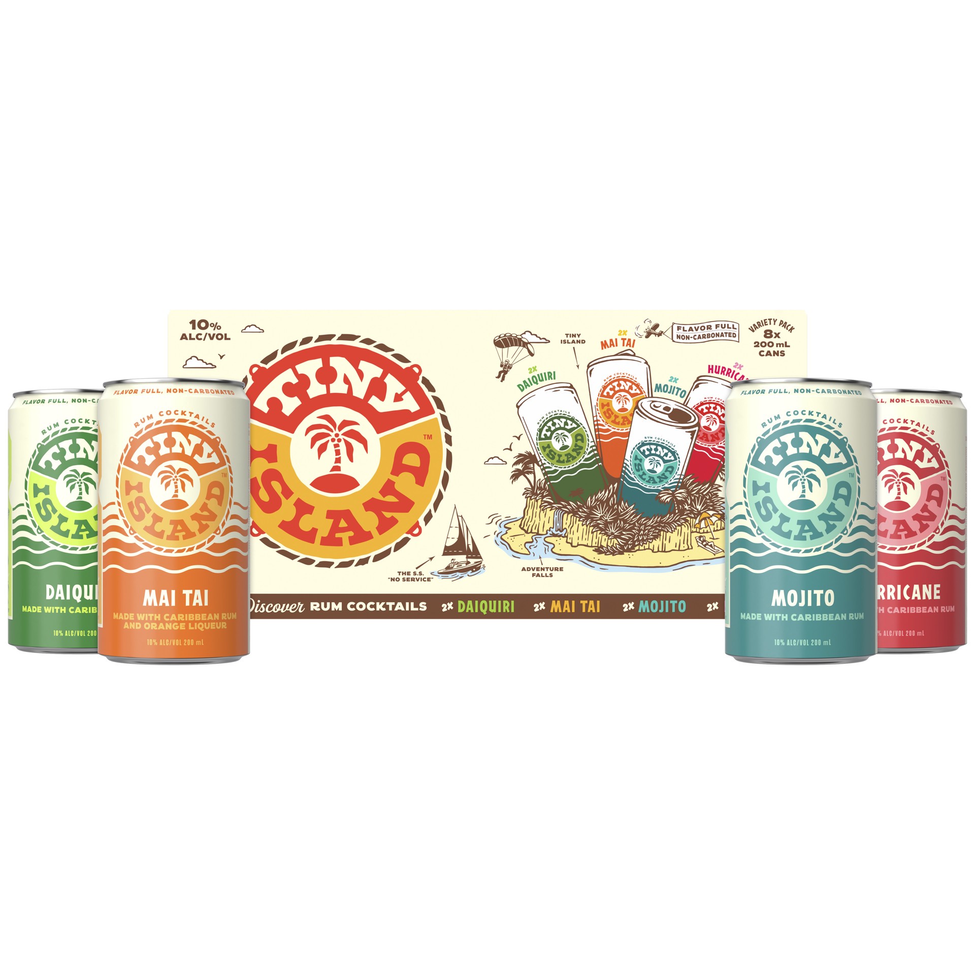 slide 2 of 4, Tiny Island Rum Cocktails Variety Pack, 8 Pack, 200 mL Cans, 10% ABV, 200 ml