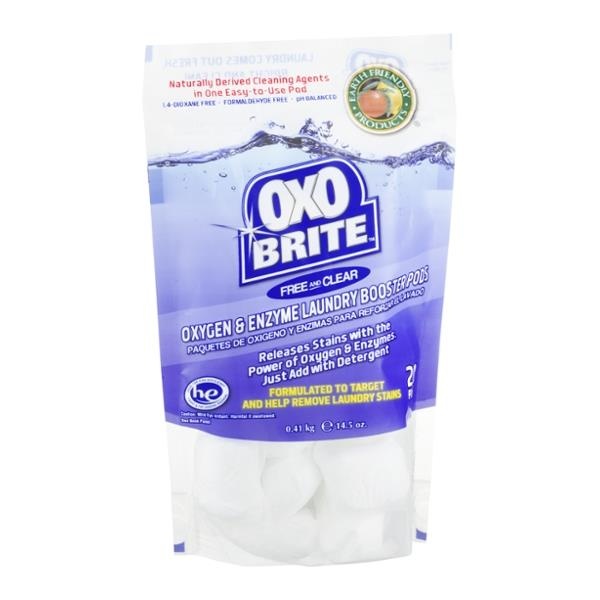 slide 1 of 3, Earth Friendly Products OXO Brite Laundry Booster Pods Free and Clear, 14.5 oz